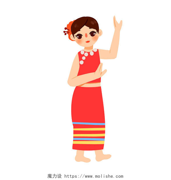 傣族民族服饰卡通人物少数民族服装png素材卡通少数民族人数